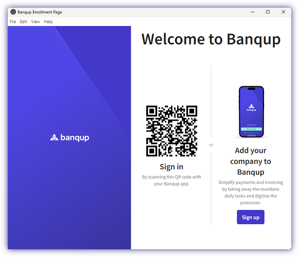 Banqup sign in