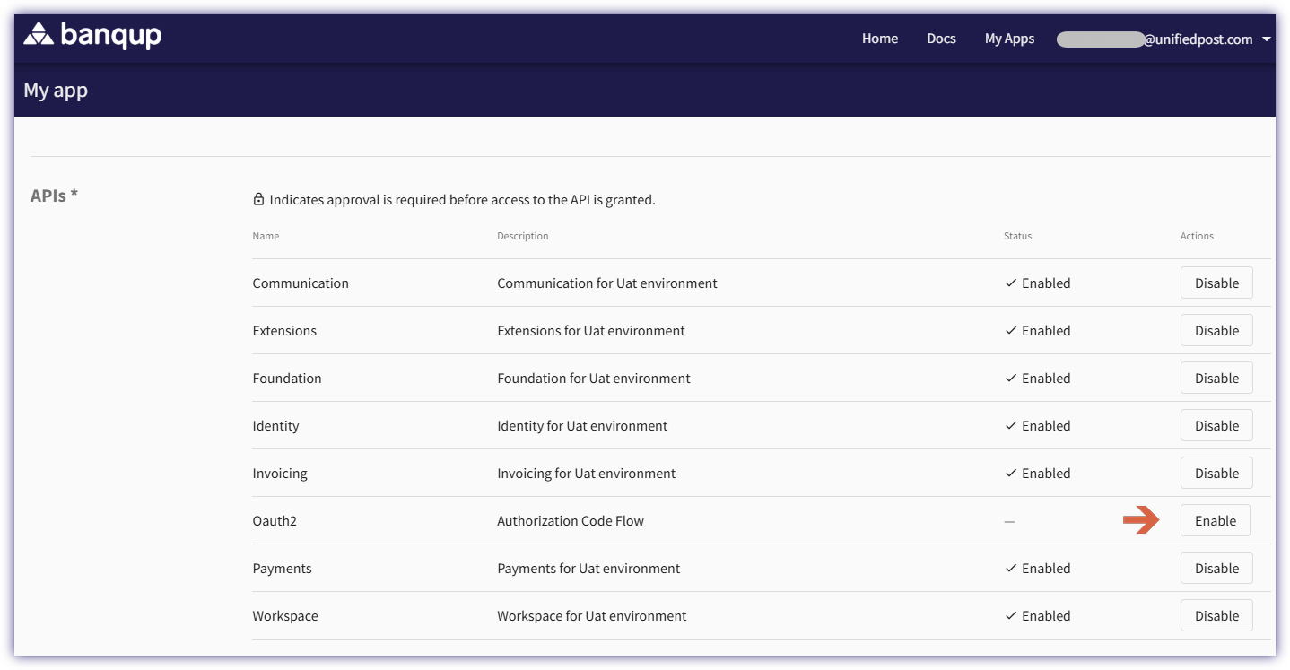 Enable API product